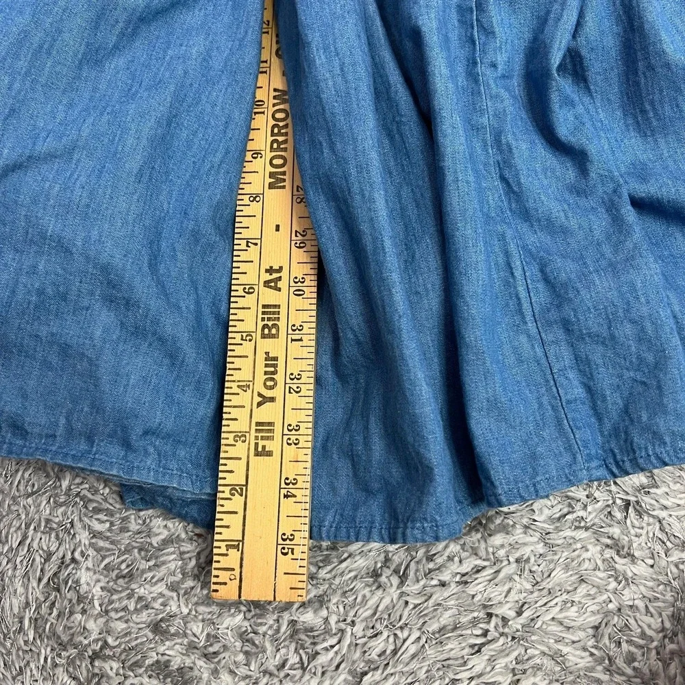 Vtg On The Verge Skirt Womens S Chambray Tiered Prairie Beach Cowgirl Boho USA